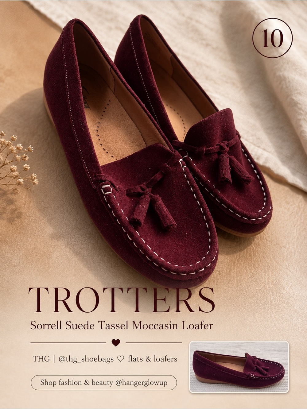 Trotters Sorrell Burgundy Suede Tassel Loafers NWOB Size 10M